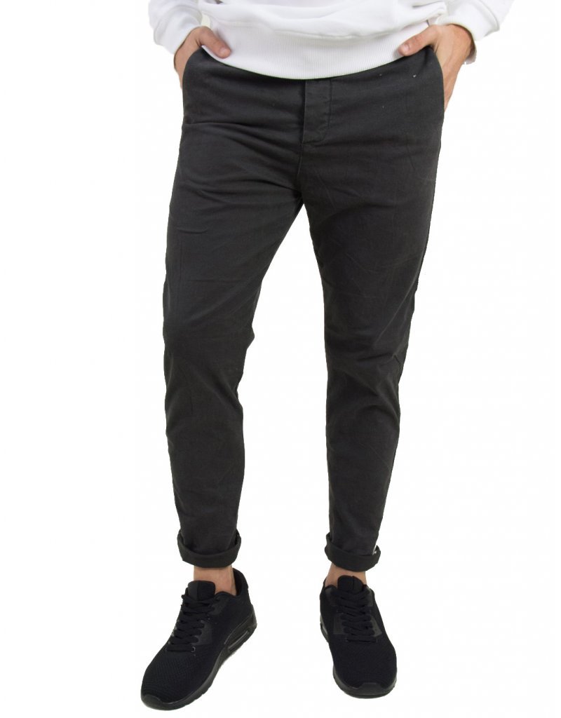 Ανδρικό γκρι υφασμάτινο παντελόνι πλαϊνή ρίγα 8056 φωτογραφία